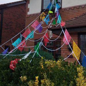 Day of the Dead flags. But we will be doing trick or treating all day on October 31st for those who want to get an early start. From 8 a.m. to 4 p.m.