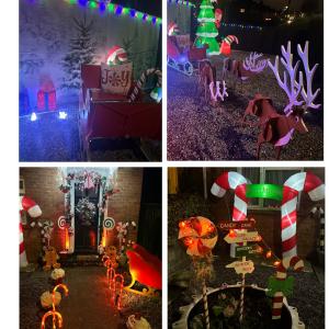 Santa’s sleigh and reindeers in a candy cane lane theme Christmas🎅🏻 the children are welcome to sit in the sleigh to have pictures 